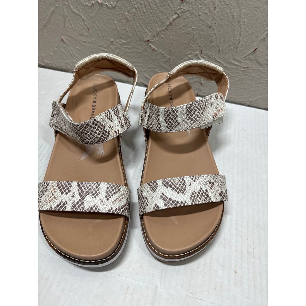 NWOT‎ Lucky Brand Ladan Faux Leather Snake Skin Print Platform Sandals Size 8.5